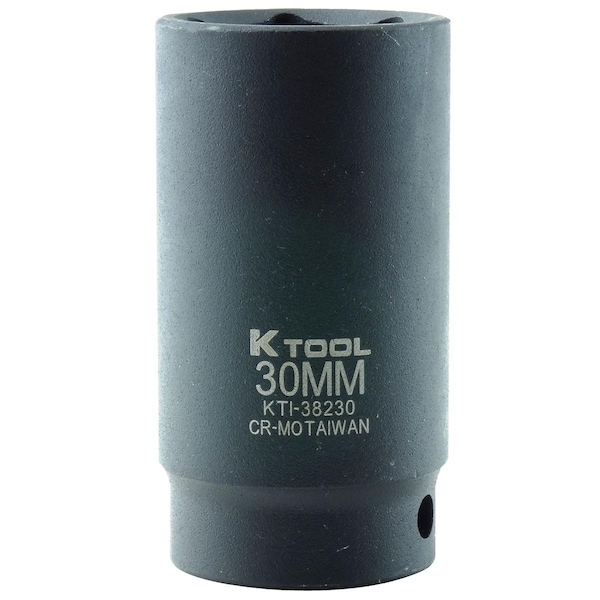 K-Tool International 1/2 in Drive Impact Socket black oxide, Deep 6Pt, 1/2 inDr, 30mm KTI-38230 - main